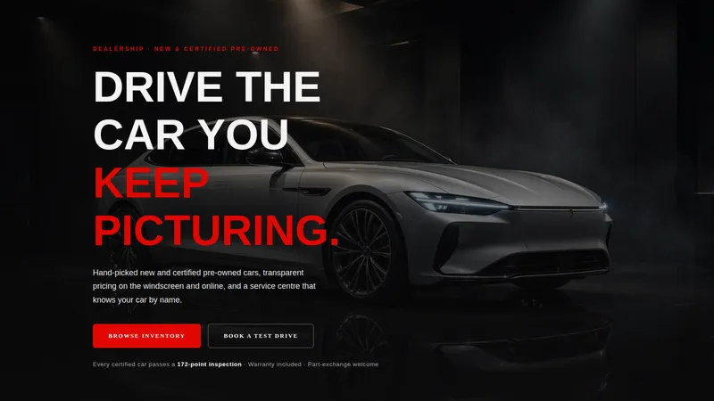 Apex Motors — Car Dealership Website concept, cover design