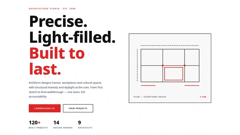 Archform Studio — Architecture Firm Website concept, cover design