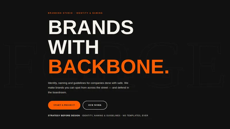 BrandForge — Branding Studio Website concept, cover design