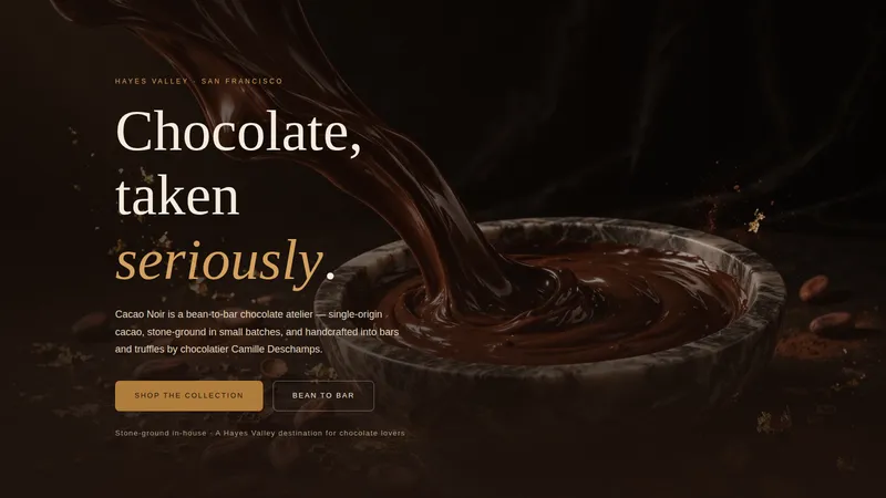 Cacao Noir — Luxury Chocolate Atelier Website concept, cover design