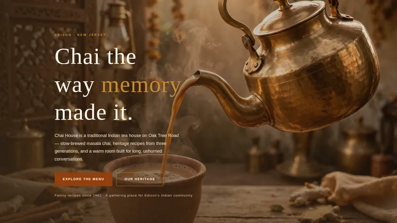Chai House — Traditional Indian Tea House Website concept, cover design