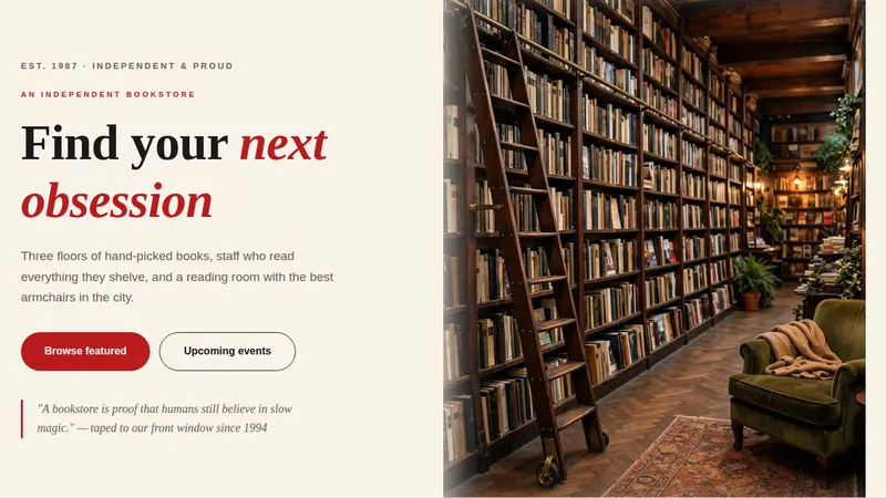 Chapterhouse — Bookstore Website concept, cover design