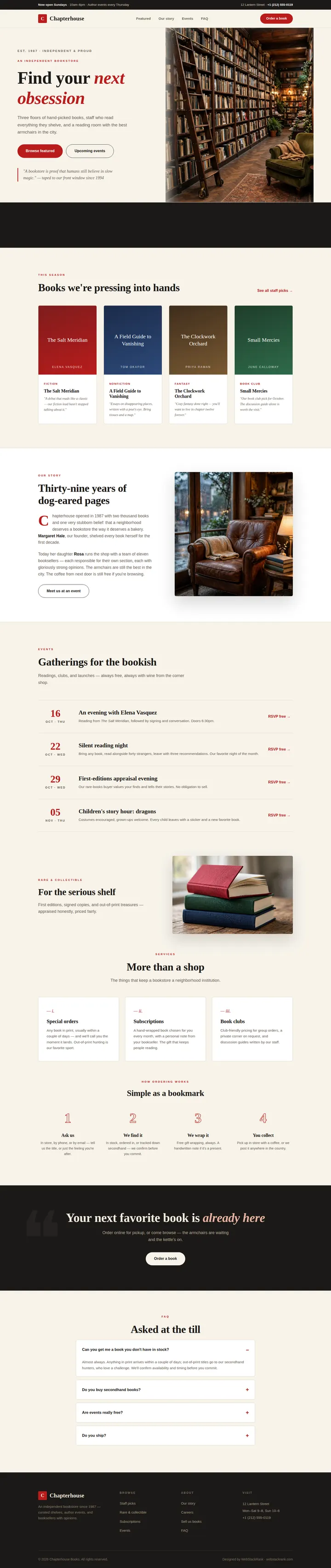Chapterhouse website concept — full-page design, 1440×6823 px