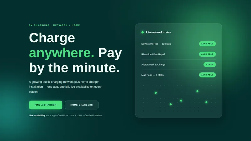 ChargePoint EV — EV Charging Network Website concept, cover design