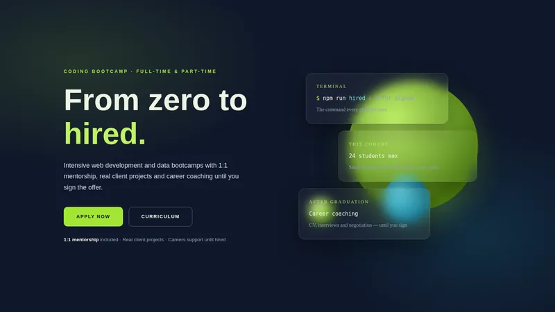 CodePilot Academy — Coding Bootcamp Website concept, cover design