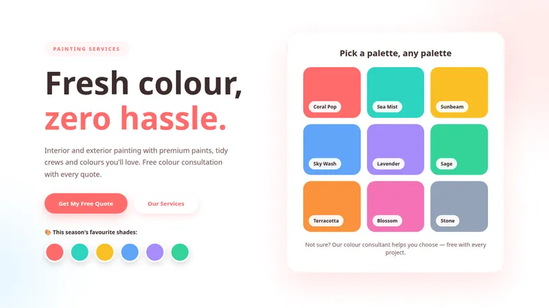 ColorCraft Painting — House Painters Website concept, cover design
