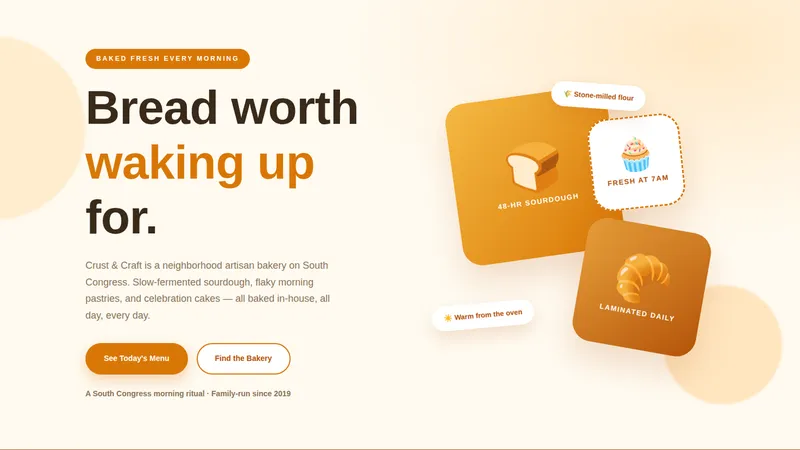 Crust & Craft — Artisan Bakery Website concept, cover design