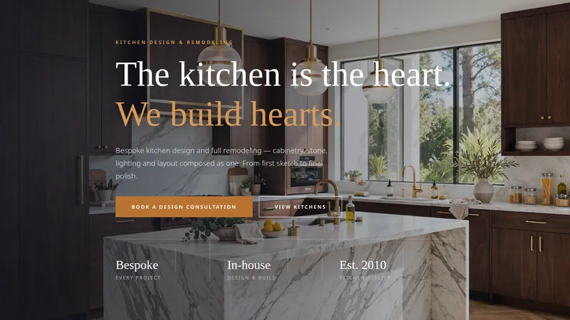 Culinary Atelier — Kitchen Remodeling Website concept, cover design