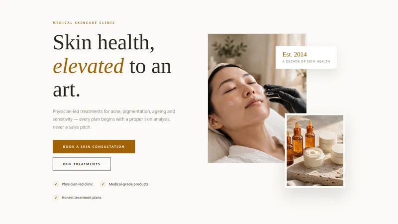 Derma Luxe Clinic — Skincare Clinic Website concept, cover design