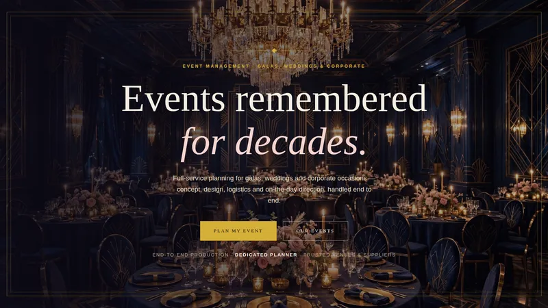 EverAfter Events — Event Management Company Website concept, cover design