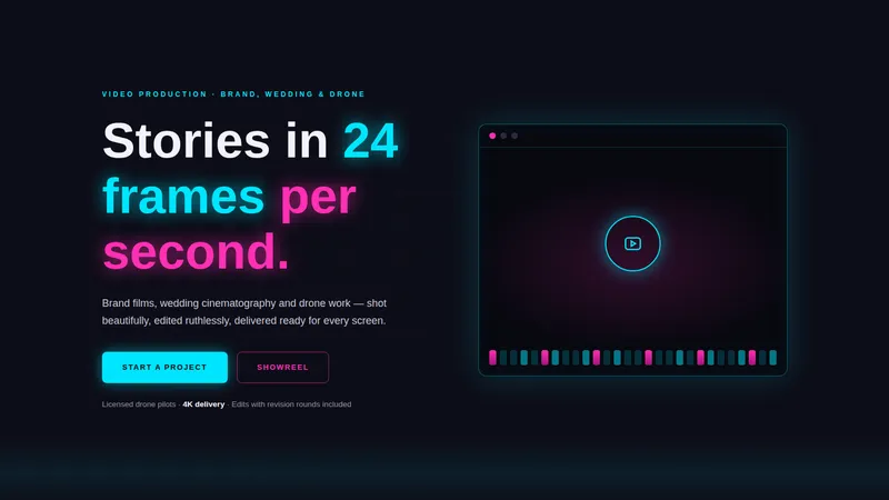 Framecast — Video Production Company Website concept, cover design