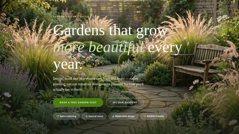 Greenleaf Landscaping — Garden Design Website concept, cover design