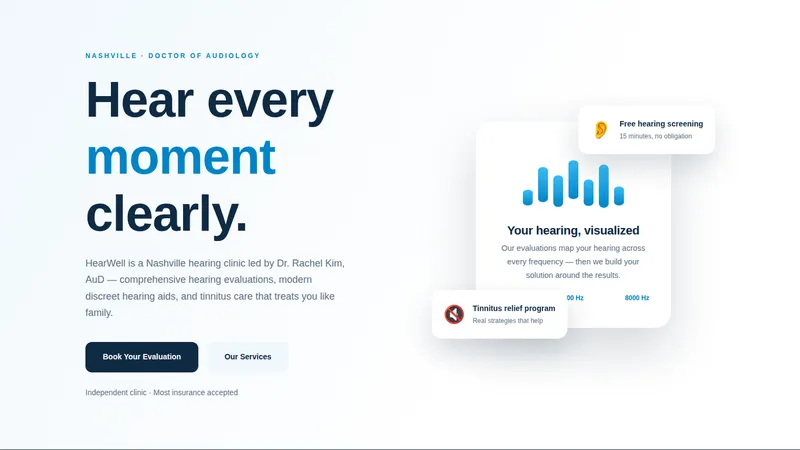 HearWell — Hearing Clinic Website concept, cover design