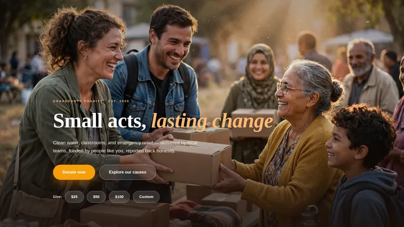 HopeHands — Charity Website concept, cover design