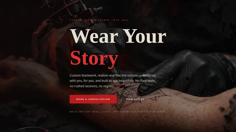 InkTribe Studio — Tattoo Studio Website concept, cover design