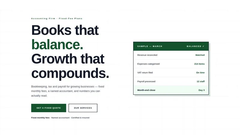 Ledgerly — Accounting Firm Website concept, cover design