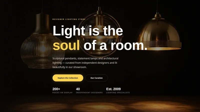 Luminaire — Designer Lighting Store Website concept, cover design