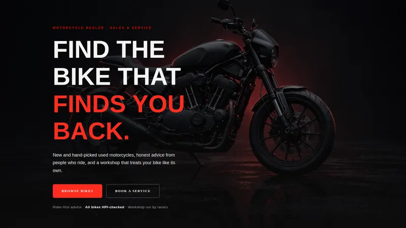 Moto Haus — Motorcycle Dealership Website concept, cover design