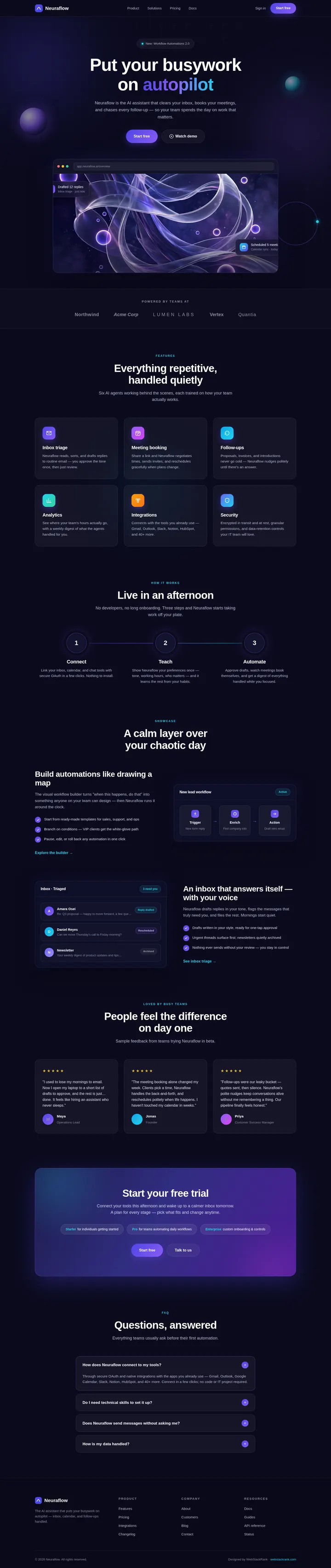 Neuraflow website concept — full-page design, 1440×6821 px