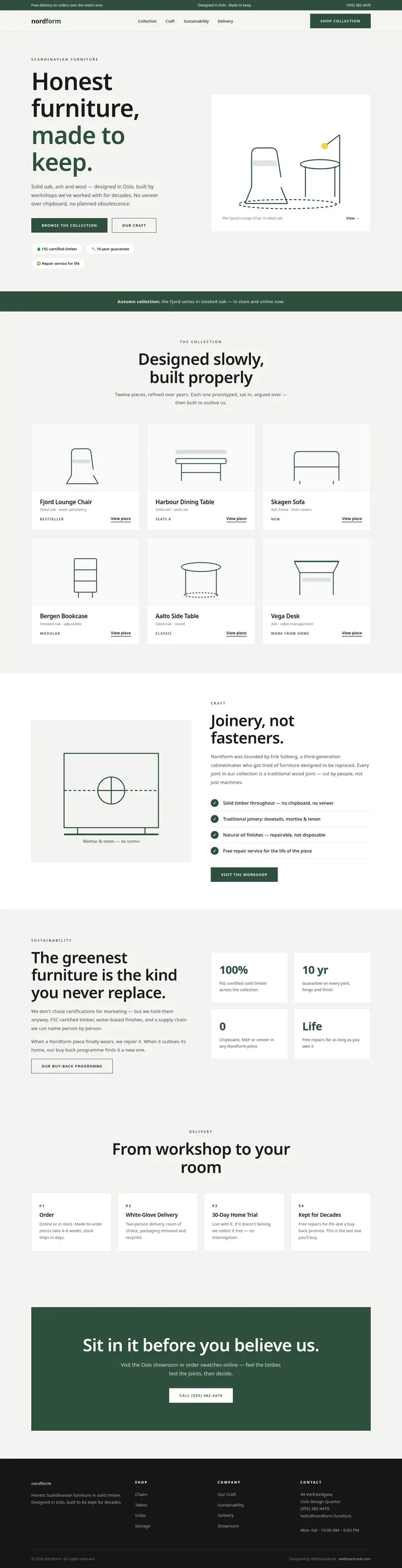 Nordform website concept — full-page design, 1440×5608 px