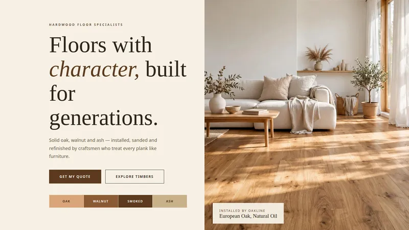 Oakline Flooring — Hardwood Flooring Website concept, cover design