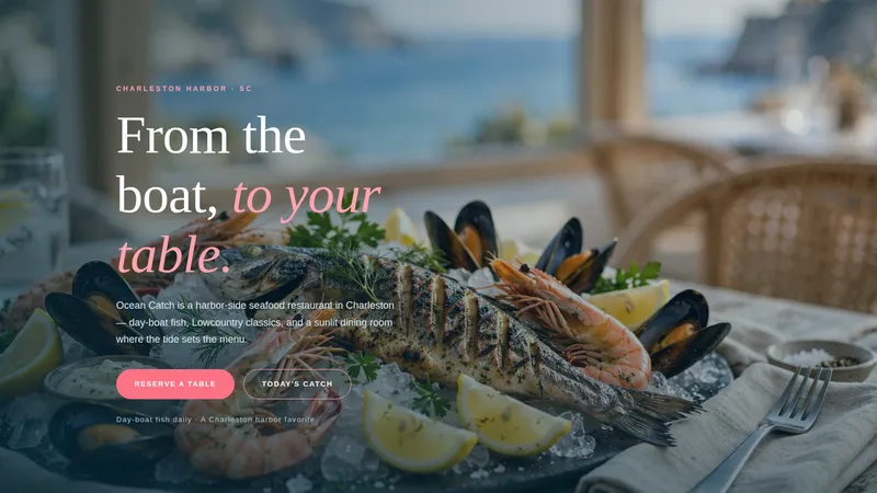 Ocean Catch — Seafood Restaurant Website concept, cover design