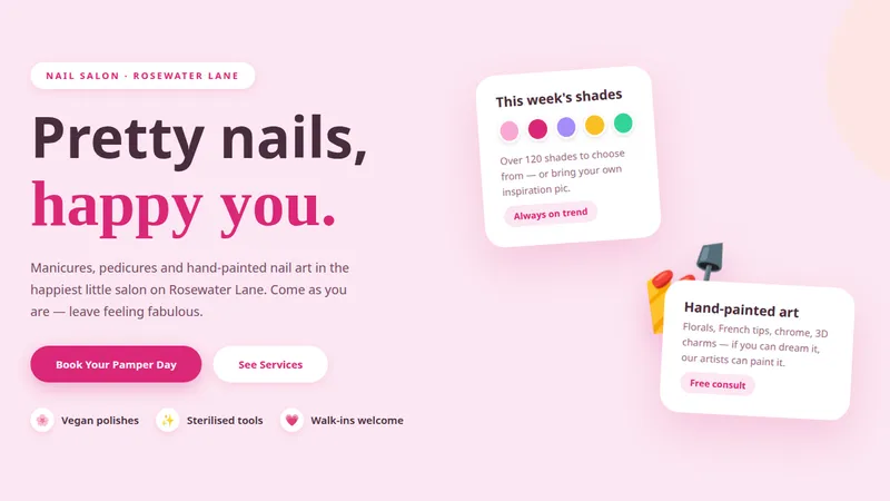 Polish & Petal — Nail Salon Website concept, cover design
