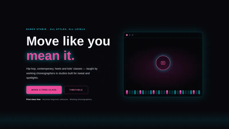 RhythmHouse — Dance Studio Website concept, cover design