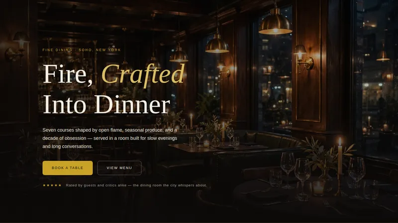 Sable & Smoke — Fine-Dining Restaurant Website concept, cover design