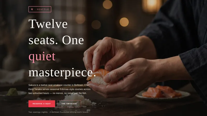 Sakura — Omakase Sushi Bar Website concept, cover design