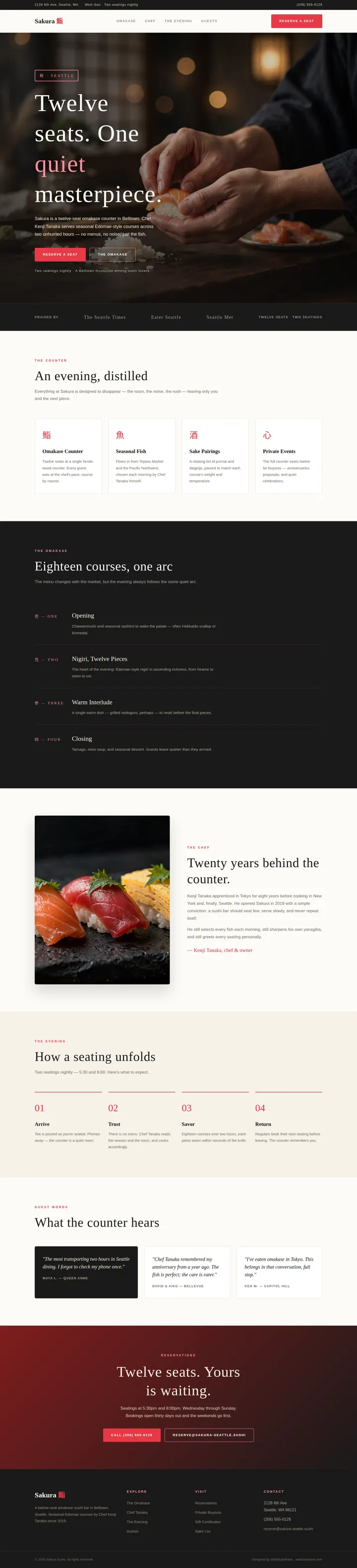 Sakura website concept — full-page design, 1440×6327 px