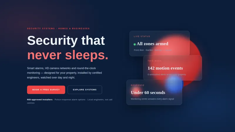 Sentry Secure — Security Systems Company Website concept, cover design