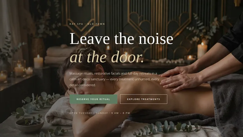 Serenity Spa — Day Spa Website concept, cover design