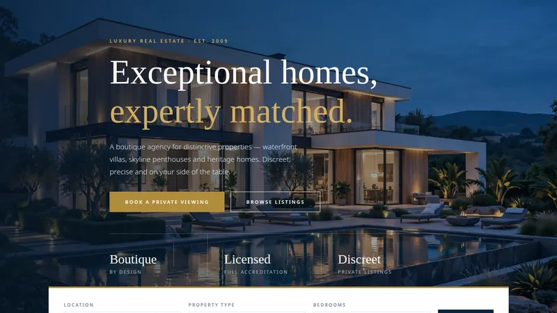 Skyline Estates — Luxury Real Estate Website concept, cover design