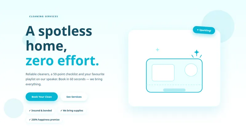 SparklePro — Cleaning Services Website concept, cover design