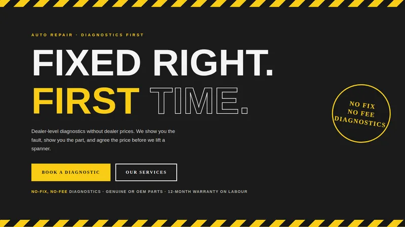 Torque Garage — Auto Repair Garage Website concept, cover design