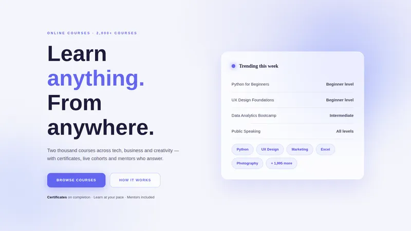 Varsity Online — Online Learning Platform Website concept, cover design