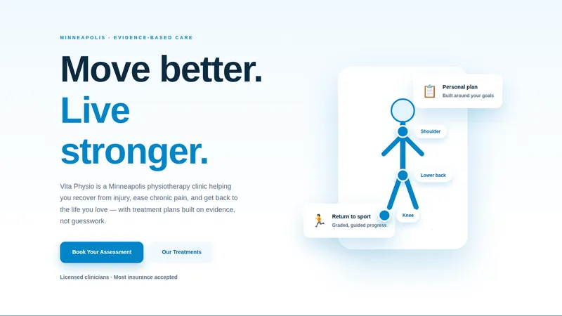Vita Physio — Physiotherapy Clinic Website concept, cover design