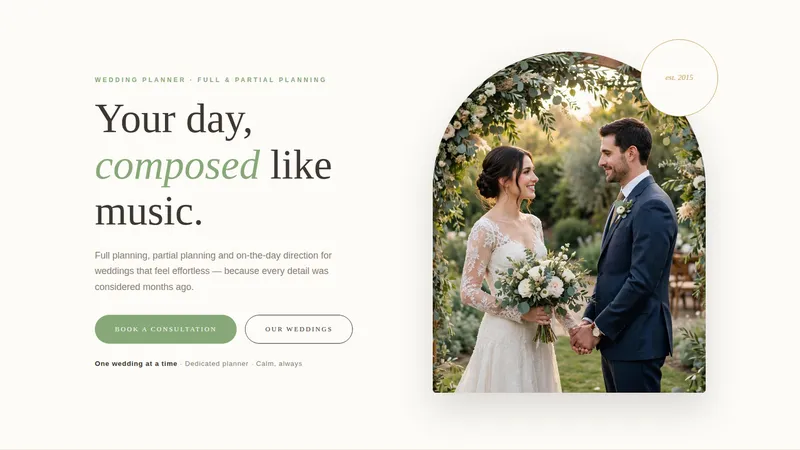 VowCraft Weddings — Wedding Planning Studio Website concept, cover design