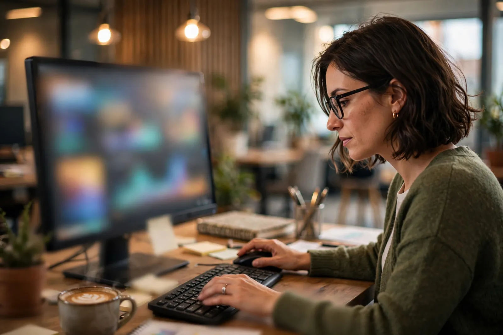 Marketing professional managing website content in a headless CMS dashboard